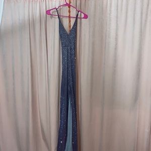Purple/blue/silver prom dress